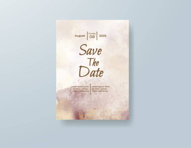 Soyut suluboya arkaplan içeren düğün davetiyesi