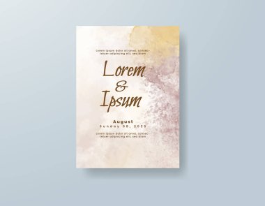 Soyut suluboya arkaplan içeren düğün davetiyesi