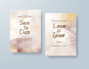 Soyut suluboya arkaplan içeren düğün davetiyesi