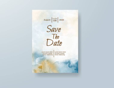 Soyut suluboya arkaplan içeren düğün davetiyesi