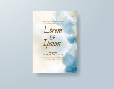 Soyut suluboya arkaplan içeren düğün davetiyesi