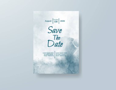 Soyut suluboya arkaplan içeren düğün davetiyesi