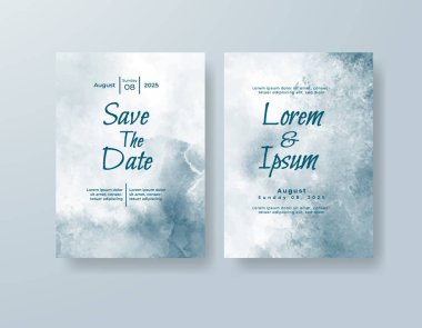 Soyut suluboya arkaplan içeren düğün davetiyesi