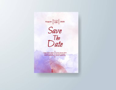 Soyut suluboya arkaplan içeren düğün davetiyesi