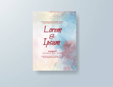 Soyut suluboya arkaplan içeren düğün davetiyesi