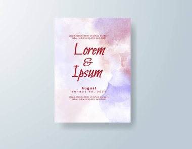 Soyut suluboya arkaplan içeren düğün davetiyesi