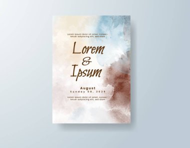 Soyut suluboya arkaplan içeren düğün davetiyesi