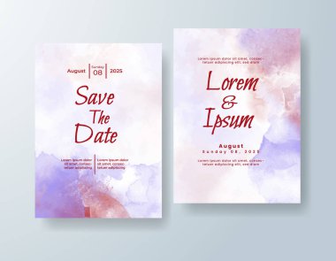 Soyut suluboya arkaplan içeren düğün davetiyesi