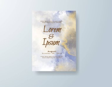 Soyut suluboya arkaplan içeren düğün davetiyesi