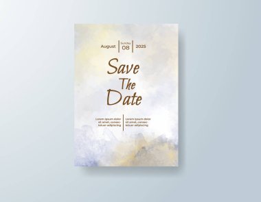 Soyut suluboya arkaplan içeren düğün davetiyesi