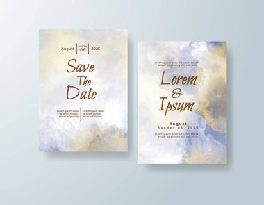 Soyut suluboya arkaplan içeren düğün davetiyesi