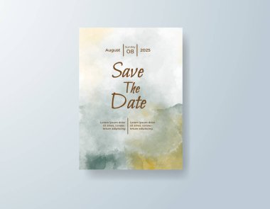 Soyut suluboya arkaplan içeren düğün davetiyesi