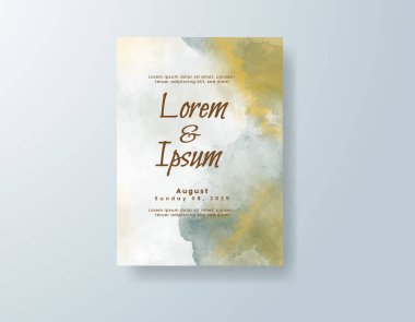 Soyut suluboya arkaplan içeren düğün davetiyesi