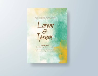 Soyut suluboya arkaplan içeren düğün davetiyesi