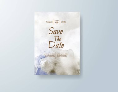 Soyut suluboya arkaplan içeren düğün davetiyesi