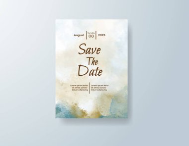 Soyut suluboya arkaplan içeren düğün davetiyesi