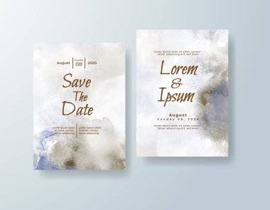 Soyut suluboya arkaplan içeren düğün davetiyesi