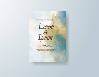 Soyut suluboya arkaplan içeren düğün davetiyesi