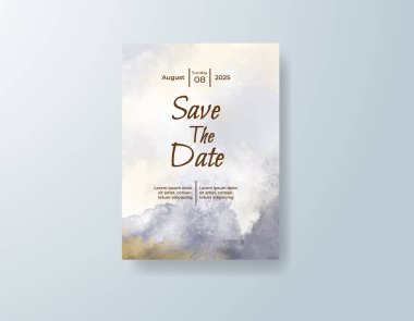 Soyut suluboya arkaplan içeren düğün davetiyesi