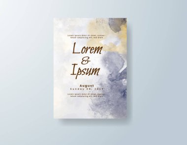 Soyut suluboya arkaplan içeren düğün davetiyesi