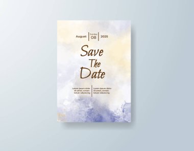 Soyut suluboya arkaplan içeren düğün davetiyesi