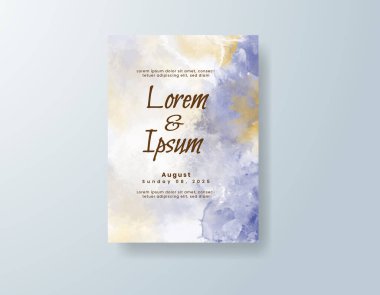 Soyut suluboya arkaplan içeren düğün davetiyesi