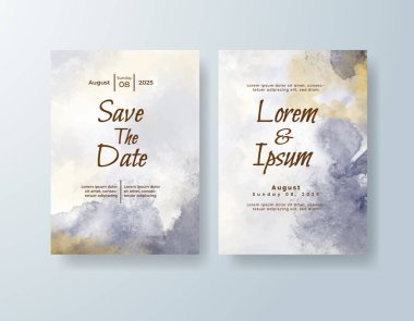 Soyut suluboya arkaplan içeren düğün davetiyesi