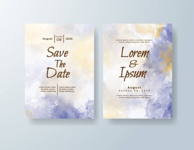 Soyut suluboya arkaplan içeren düğün davetiyesi