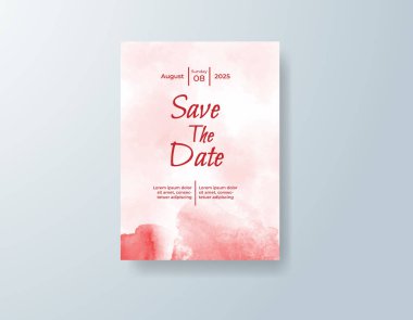 Soyut suluboya arkaplan içeren düğün davetiyesi