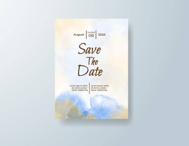 Soyut suluboya arkaplan içeren düğün davetiyesi