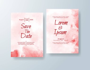 Soyut suluboya arkaplan içeren düğün davetiyesi