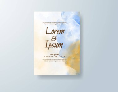 Soyut suluboya arkaplan içeren düğün davetiyesi