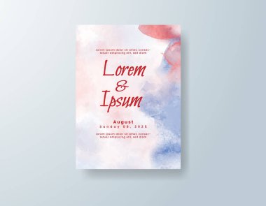 Soyut suluboya arkaplan içeren düğün davetiyesi