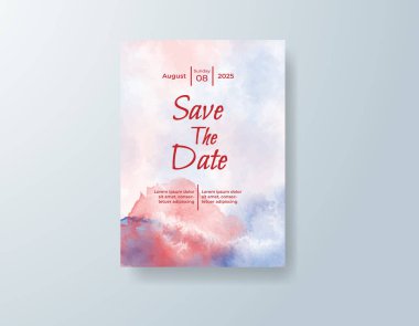 Soyut suluboya arkaplan içeren düğün davetiyesi