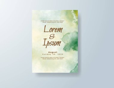 Soyut suluboya arkaplan içeren düğün davetiyesi