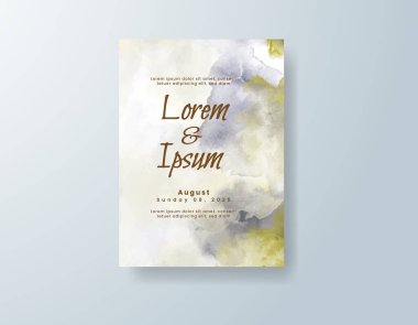 Soyut suluboya arkaplan içeren düğün davetiyesi