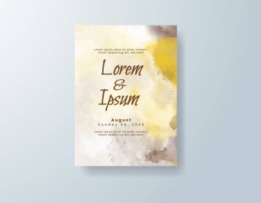 Soyut suluboya arkaplan içeren düğün davetiyesi