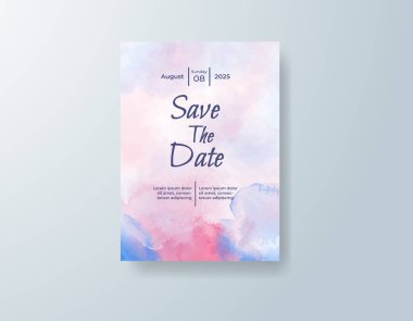 Soyut suluboya arkaplan içeren düğün davetiyesi