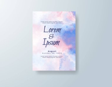 Soyut suluboya arkaplan içeren düğün davetiyesi