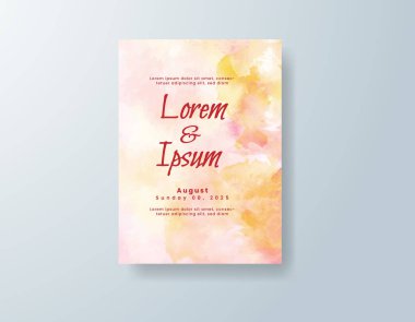 Soyut suluboya arkaplan içeren düğün davetiyesi