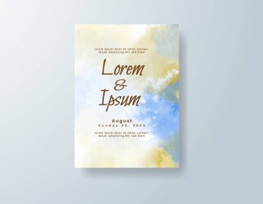 Soyut suluboya arkaplan içeren düğün davetiyesi