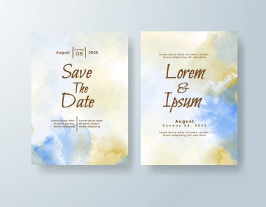 Soyut suluboya arkaplan içeren düğün davetiyesi