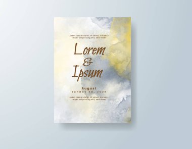 Soyut suluboya arkaplan içeren düğün davetiyesi