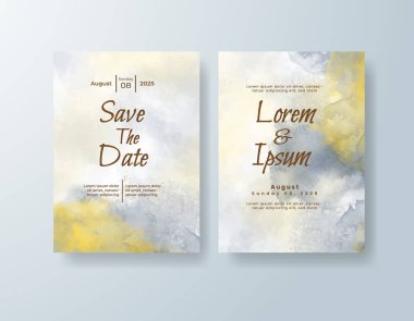 Soyut suluboya arkaplan içeren düğün davetiyesi