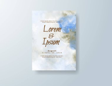 Soyut suluboya arkaplan içeren düğün davetiyesi