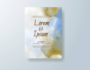 Soyut suluboya arkaplan içeren düğün davetiyesi