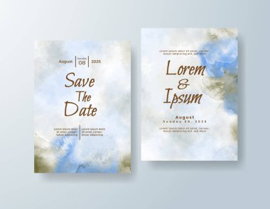 Soyut suluboya arkaplan içeren düğün davetiyesi