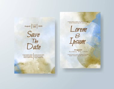 Soyut suluboya arkaplan içeren düğün davetiyesi