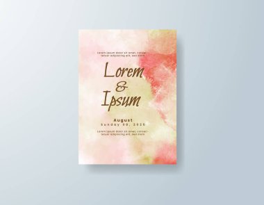 Soyut suluboya arkaplan içeren düğün davetiyesi