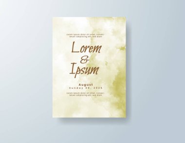 Soyut suluboya arkaplan içeren düğün davetiyesi